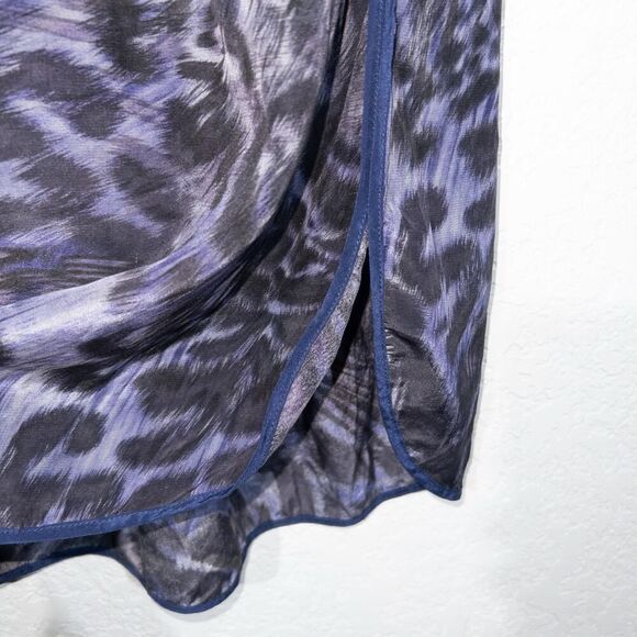 Rebecca Taylor Blue Animal Print Silk Dress Size 6 - Picture 6 of 8